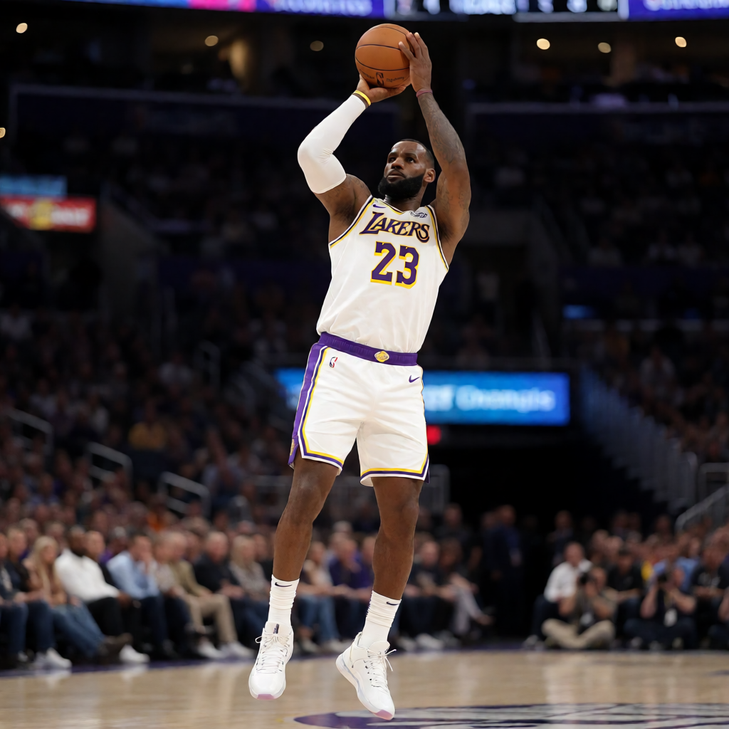 NBA比赛中球员跳投瞬间