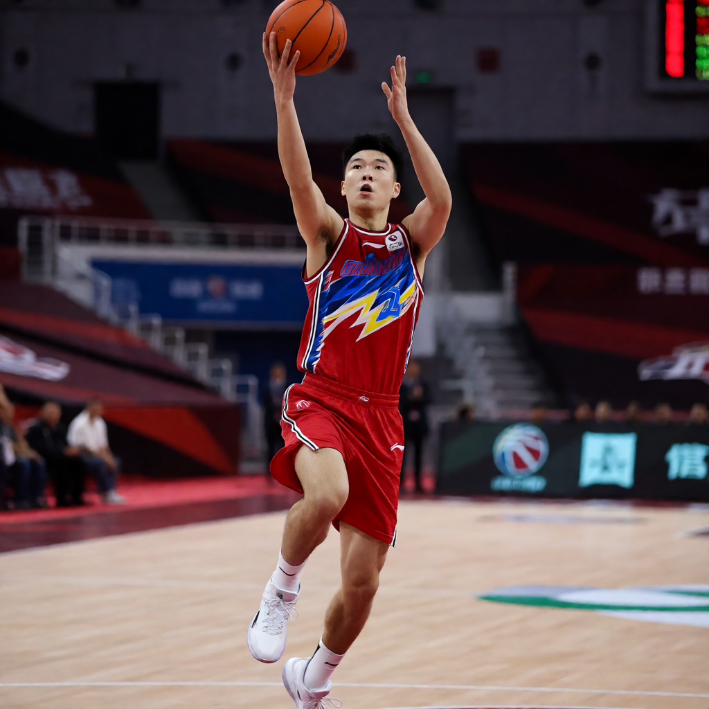 CBA比赛中球员上篮瞬间